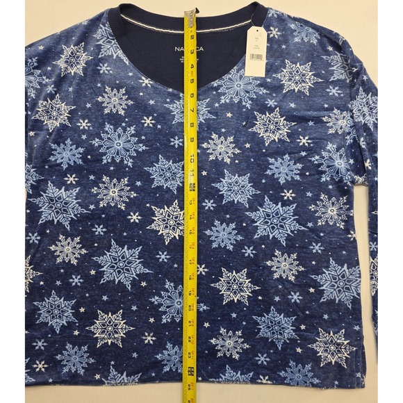 Nautica Women's Blue w Snowflakes Fleece 2 Piece Pajama Set. New. Size L - Picture 8 of 16